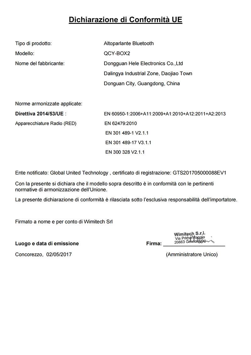 Dichiarazione di Conformità UE - BOX2